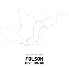 Folsom West Virginia. US street map with black and white lines.