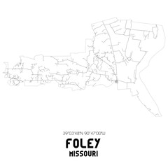 Foley Missouri. US street map with black and white lines.