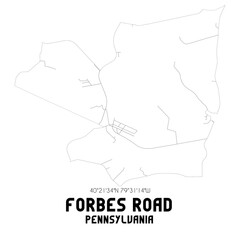 Forbes Road Pennsylvania. US street map with black and white lines.