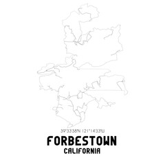 Fototapeta premium Forbestown California. US street map with black and white lines.