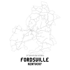 Fordsville Kentucky. US street map with black and white lines.
