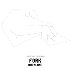 Fork Maryland. US street map with black and white lines.