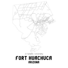 Fort Huachuca Arizona. US street map with black and white lines.