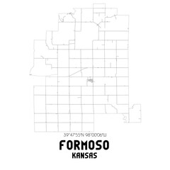 Formoso Kansas. US street map with black and white lines.