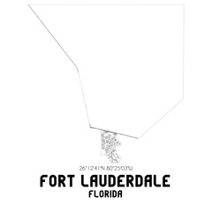 Fort Lauderdale Florida. US street map with black and white lines.