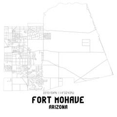 Fort Mohave Arizona. US street map with black and white lines.