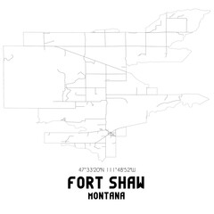 Fort Shaw Montana. US street map with black and white lines.