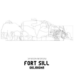 Fototapeta premium Fort Sill Oklahoma. US street map with black and white lines.