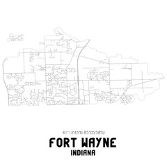 Fort Wayne Indiana. US street map with black and white lines.