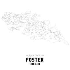 Foster Oregon. US street map with black and white lines.