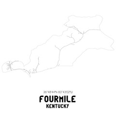 Fourmile Kentucky. US street map with black and white lines.