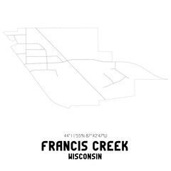 Francis Creek Wisconsin. US street map with black and white lines.