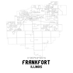 Frankfort Illinois. US street map with black and white lines.