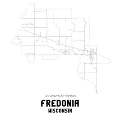 Fredonia Wisconsin. US street map with black and white lines.