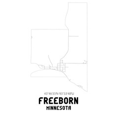 Freeborn Minnesota. US street map with black and white lines.