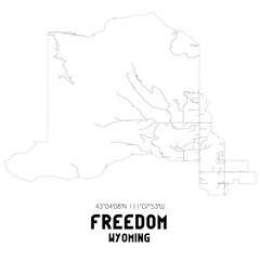 Freedom Wyoming. US street map with black and white lines.