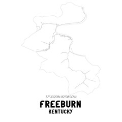 Freeburn Kentucky. US street map with black and white lines.