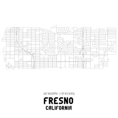 Obraz premium Fresno California. US street map with black and white lines.