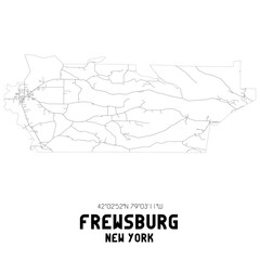 Frewsburg New York. US street map with black and white lines.