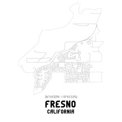 Fresno California. US street map with black and white lines.