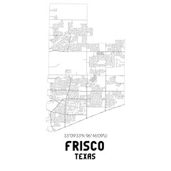 Frisco Texas. US street map with black and white lines. - obrazy, fototapety, plakaty