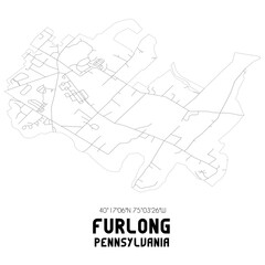 Furlong Pennsylvania. US street map with black and white lines.