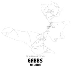 Gabbs Nevada. US street map with black and white lines.