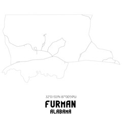 Furman Alabama. US street map with black and white lines.