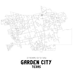 Garden City Texas. US street map with black and white lines.
