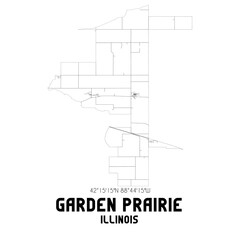 Garden Prairie Illinois. US street map with black and white lines.