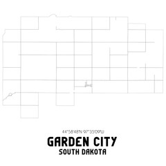 Garden City South Dakota. US street map with black and white lines.
