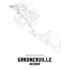 Gardnerville Nevada. US street map with black and white lines.