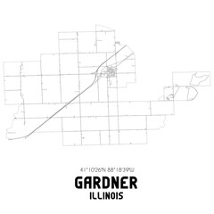 Gardner Illinois. US street map with black and white lines.