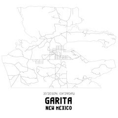 Garita New Mexico. US street map with black and white lines.