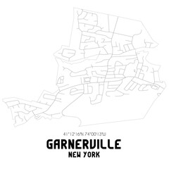 Garnerville New York. US street map with black and white lines.
