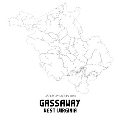 Gassaway West Virginia. US street map with black and white lines.