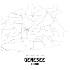 Genesee Idaho. US street map with black and white lines.