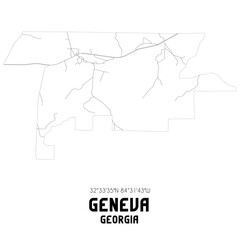 Geneva Georgia. US street map with black and white lines.