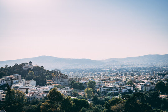 Mediterranean Sunset: Athens Panoramic Cityscape