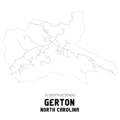 Gerton North Carolina. US street map with black and white lines.
