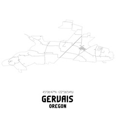 Gervais Oregon. US street map with black and white lines.