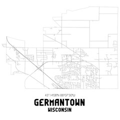 Fototapeta na wymiar Germantown Wisconsin. US street map with black and white lines.