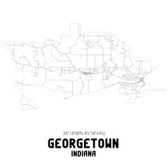 Georgetown Indiana. US street map with black and white lines.