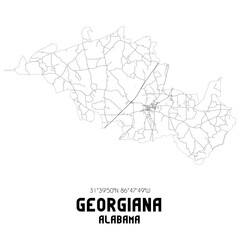 Georgiana Alabama. US street map with black and white lines.