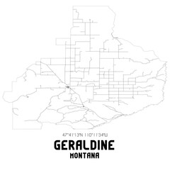 Geraldine Montana. US street map with black and white lines.