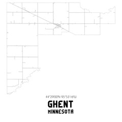 Ghent Minnesota. US street map with black and white lines.