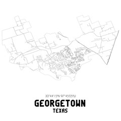 Georgetown Texas. US street map with black and white lines.