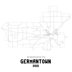 Germantown Ohio. US street map with black and white lines.