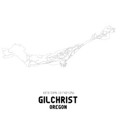 Gilchrist Oregon. US street map with black and white lines.