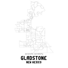 Gladstone New Mexico. US street map with black and white lines.